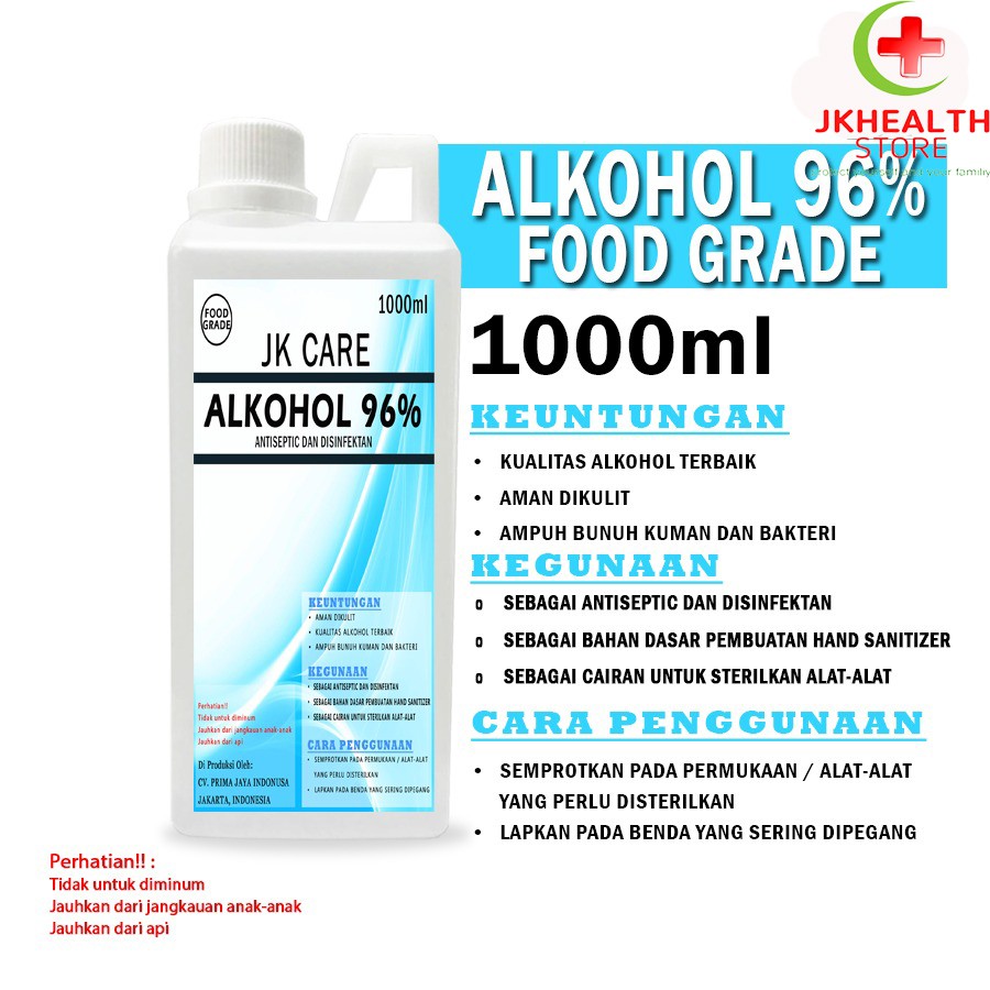 ALKOHOL 96 TERBAIK FOOD GRADE 1 LITER ETHANOL Shopee