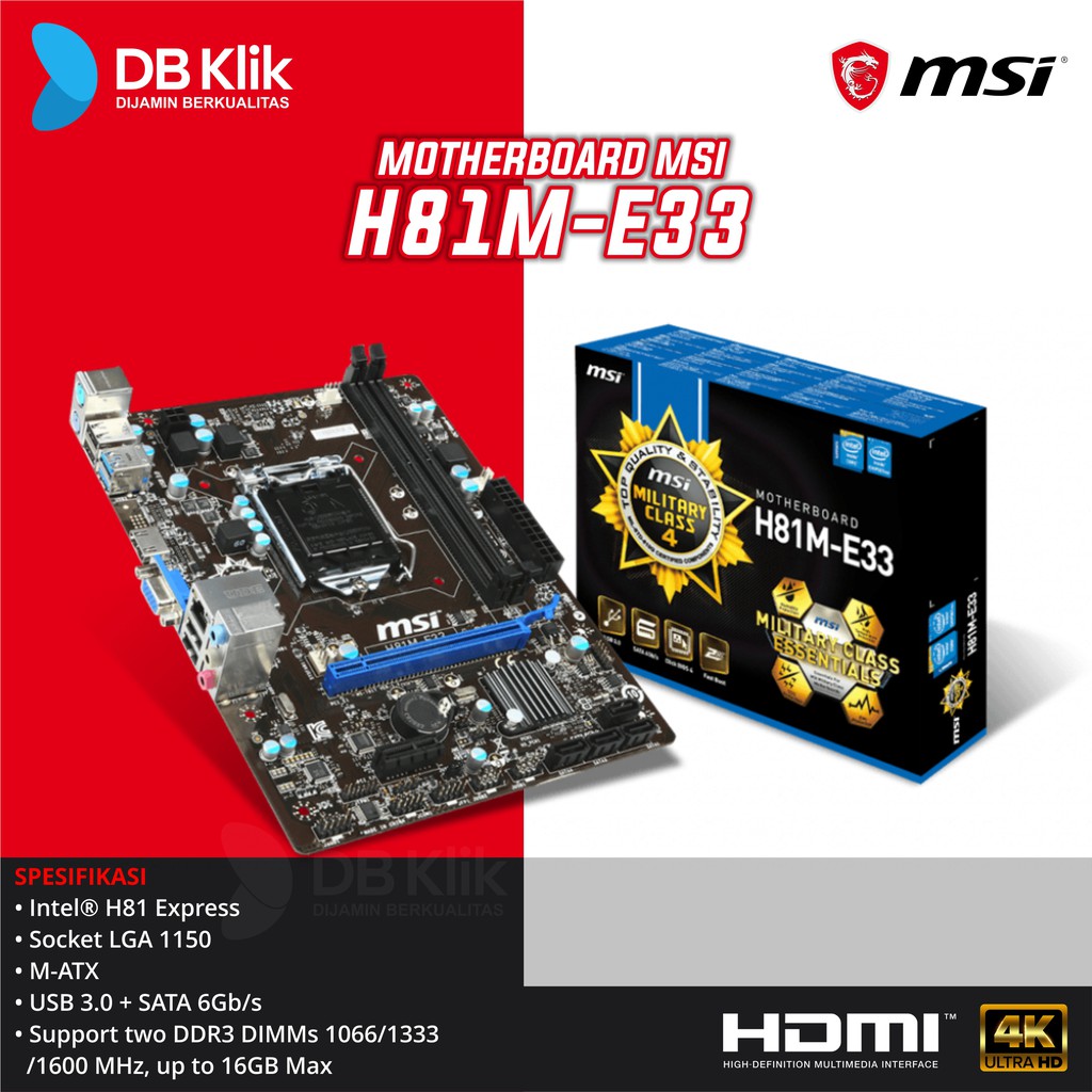 Jual Motherboard MSI H81ME33 Shopee Indonesia