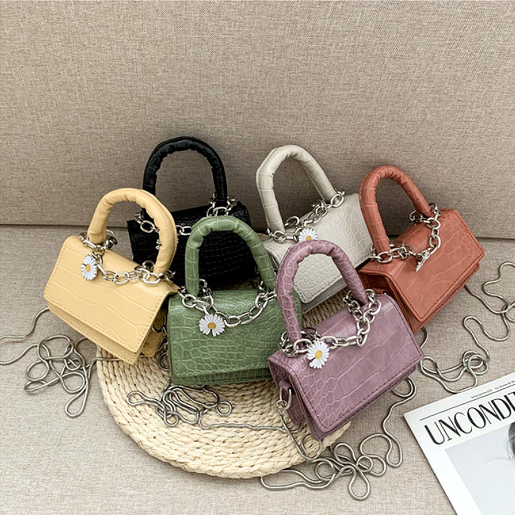 Handbag Mini Lucu Tas Import Wanita Tas Selempang Wanita Tas Bahan PU Strap Rantai Shopee