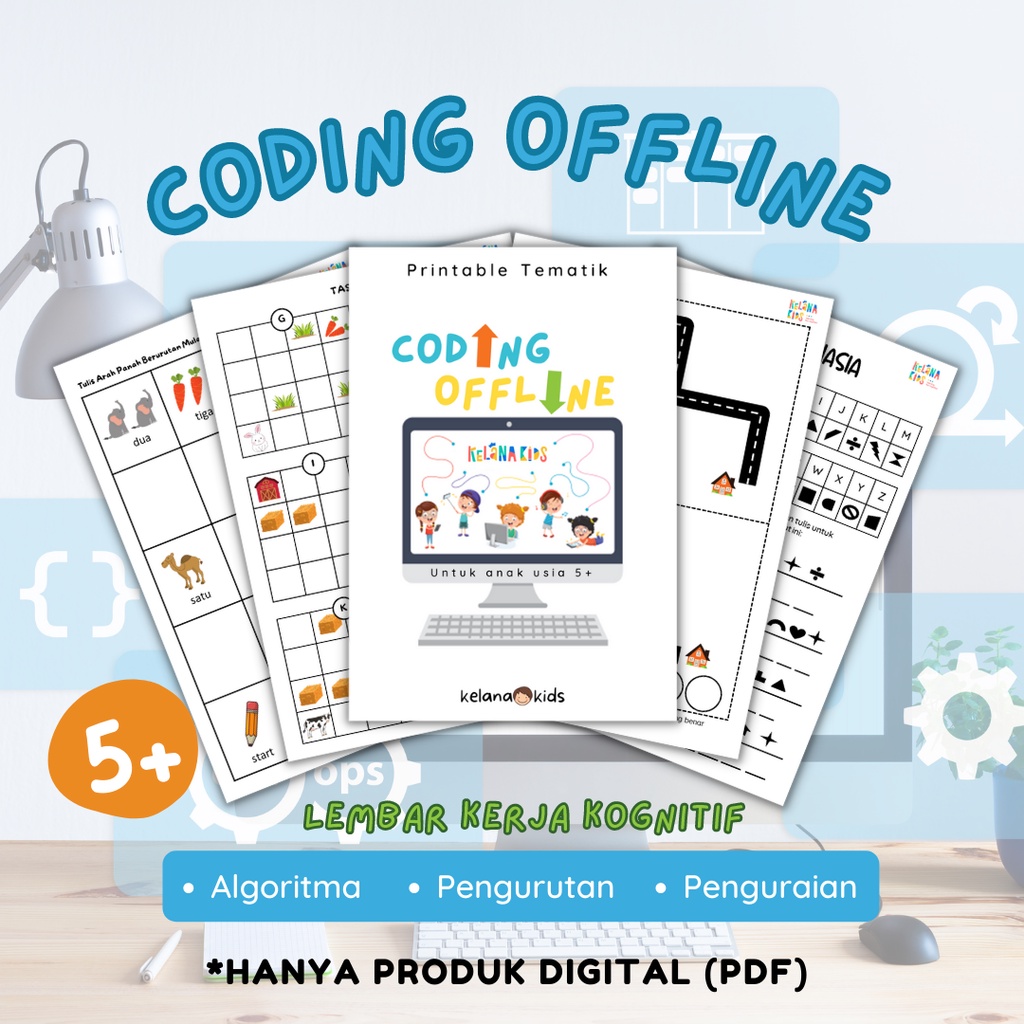 Jual Worksheet Coding Offline for Kids Lembar Kerja Kognitif Anak Usia