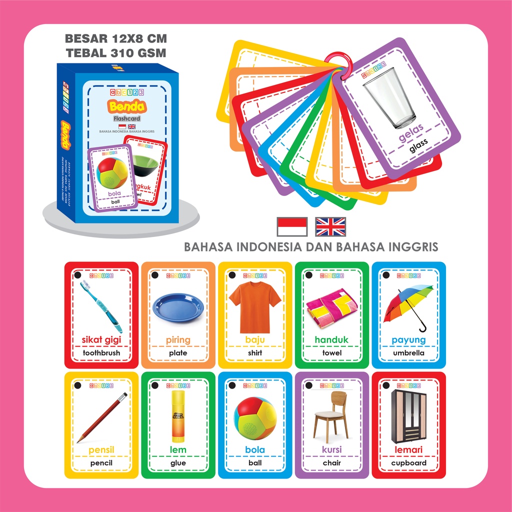 Jual Flashcard Benda di Sekitar Kita Kartu Pintar Edukasi Flash Card
