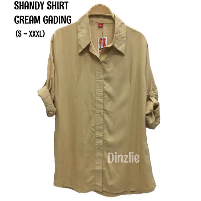 Jual KEMEJA WANITA BAHAN RAYON POLOS ADEM DAN JATUH WARNA CREAM  Indonesia|Shopee Indonesia