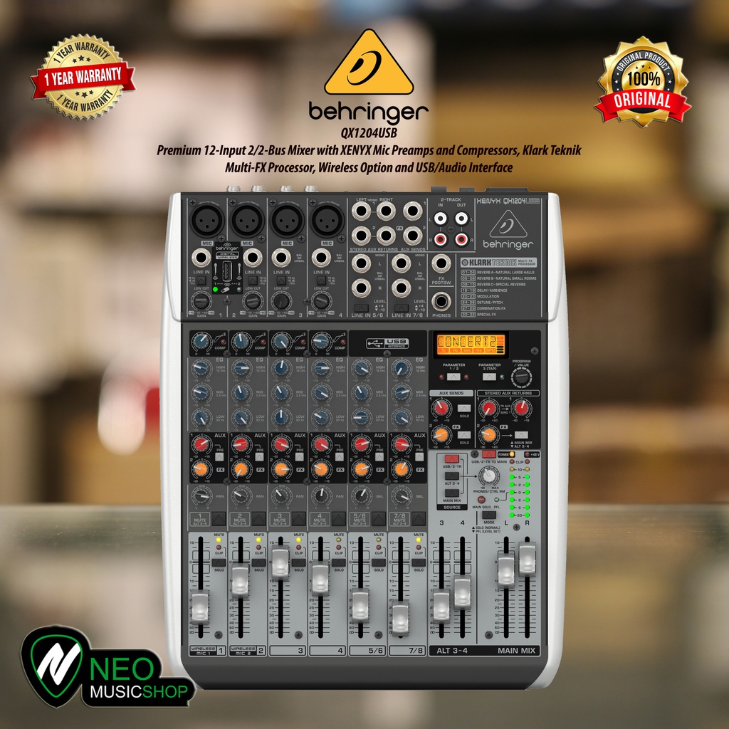Jual Behringer Qx1204Usb Premium 12-Input 2/2-Bus Mixer With Usb/Audio Interface | Shopee Indonesia