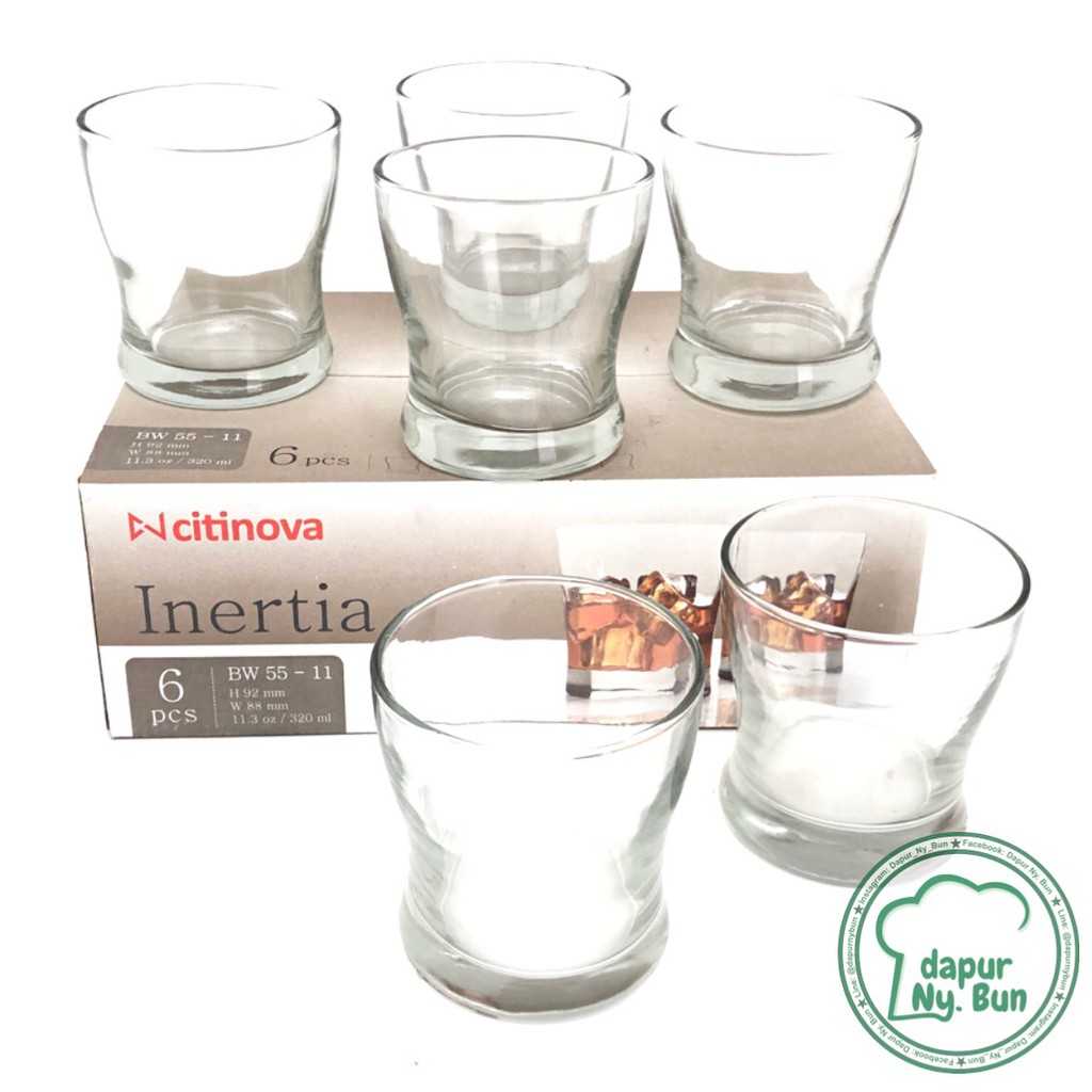 6 Pcs Gelas Kaca INERTIA / Ukuran 250ml / Gelas Bening