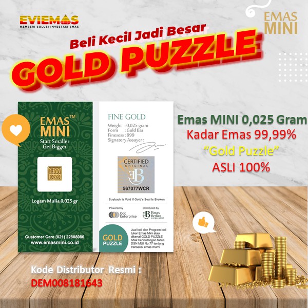 Jual Emas Mini 0,025 Gram Emas Batangan Murni 999,9 24 Karat, Logam