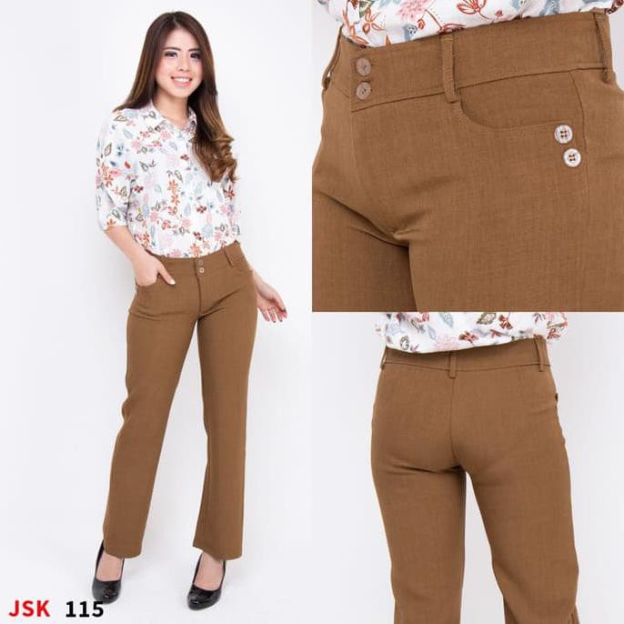 Jual Celana Panjang Bahan Katun Wanita Celana Kerja Wanita Celana Kantor - Coklat Muda, M "Harga Promo" | Shopee Indonesia