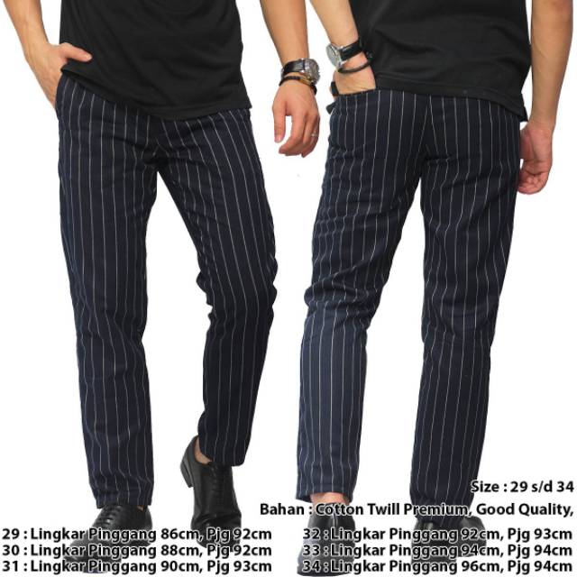 CELANA SLIMFIT STRIPE NAVY CELANA STRIPE SLIMFIT CELANA COWOK GARIS CELANA CHINO SLIMFIT ANKLE