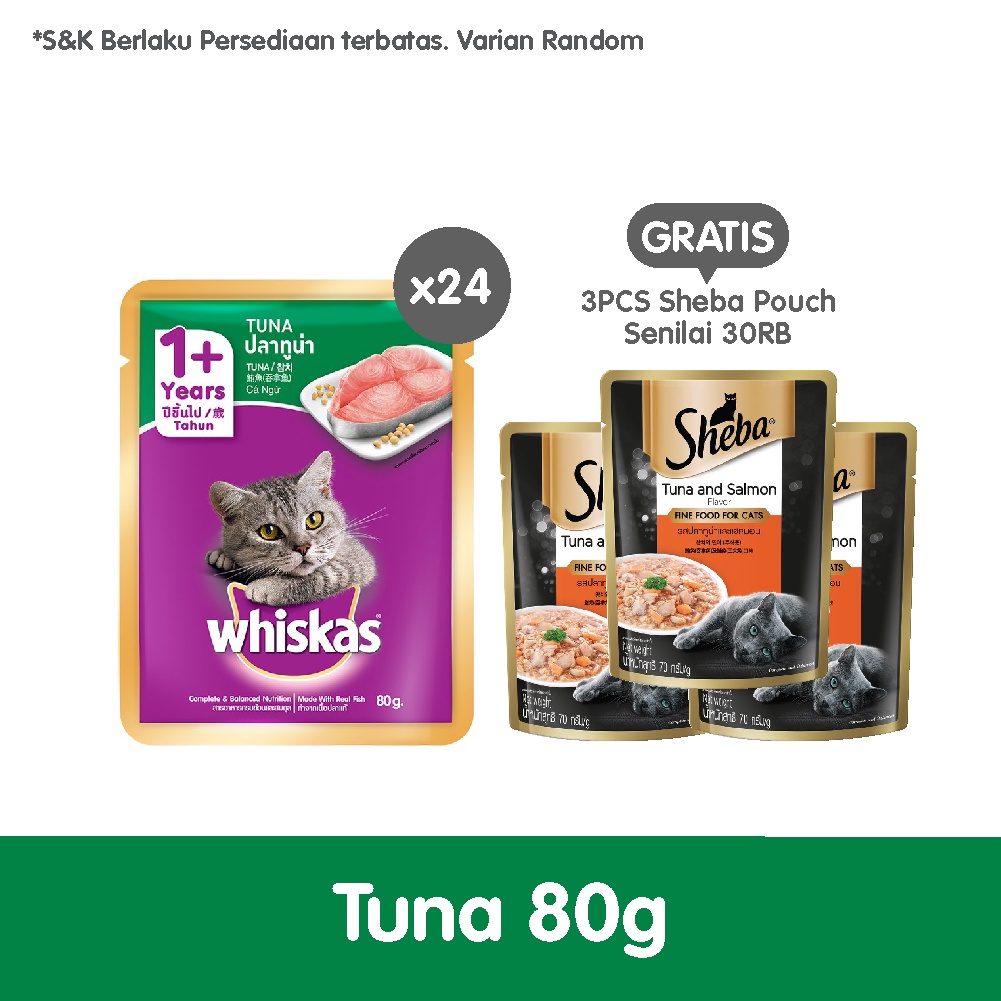 DISKON 20 Rekomendasi WHISKAS® Makanan Kucing Basah Pouch 80gr Isi