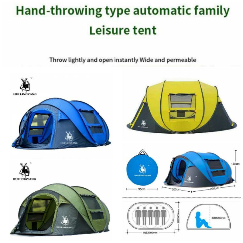 Jual Huilinyang Outdoor Pop-Up Tent 3-4 Persons - Tenda Camping Outdoor Pu3000 Waterproof Fabric | Shopee Indonesia