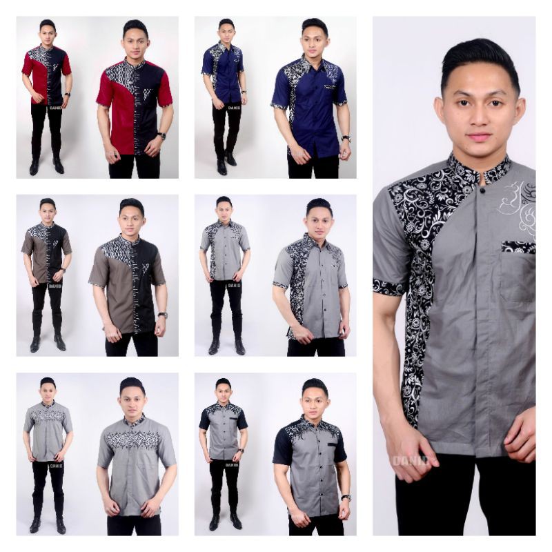Jual HEM KEMEJA KOKO KOMBINASI BATIK PRIA LENGAN PENDEK M L XL Indonesia