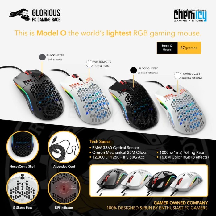 Jual Glorious Model O Rgb Gaming Mouse - Matte Black | Shopee Indonesia