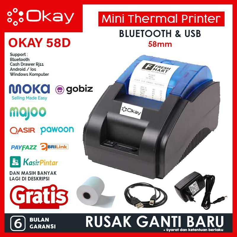 Jual PRINTER BLUETOOTH PRINTER NOTA PRINTER WARUNG MERK OKAY