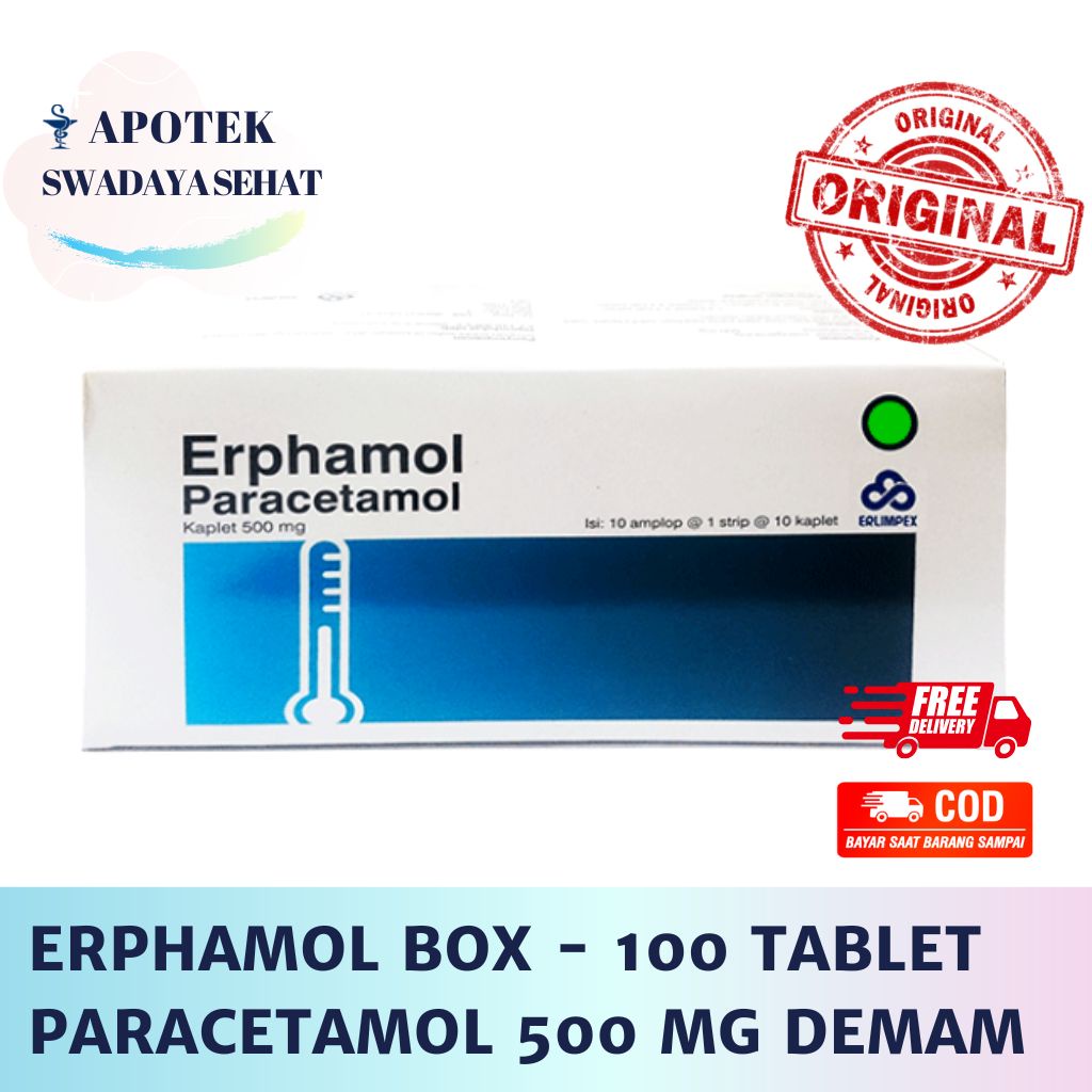 Jual ERPHAMOL BOX ISI 100 Tablet Obat Demam Sakit Kepala Paracetamol