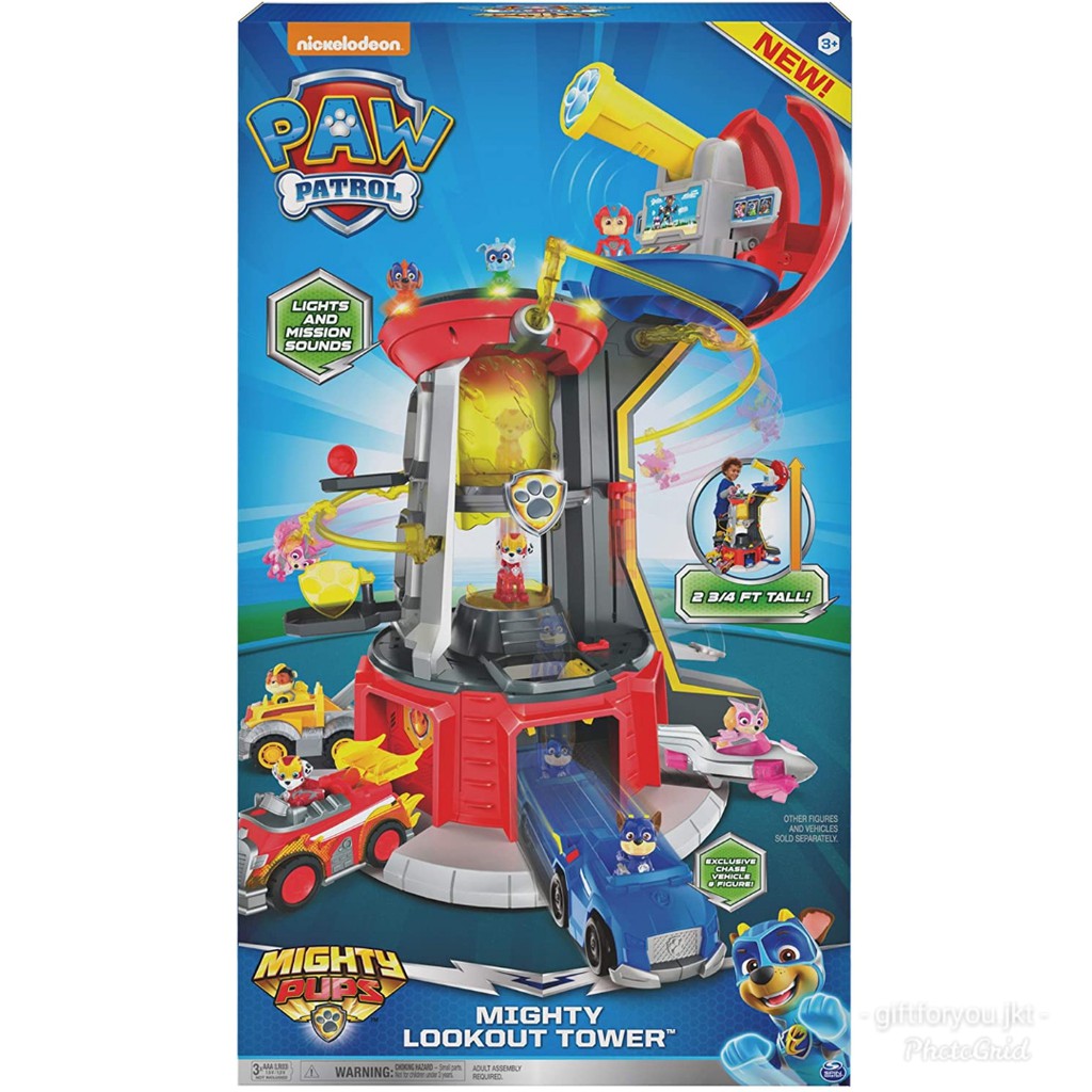 Jual Paw Patrol Mighty Pups Super Paws Lookout Tower Playset Toy Mainan Anak Figure Original | Shopee Indonesia