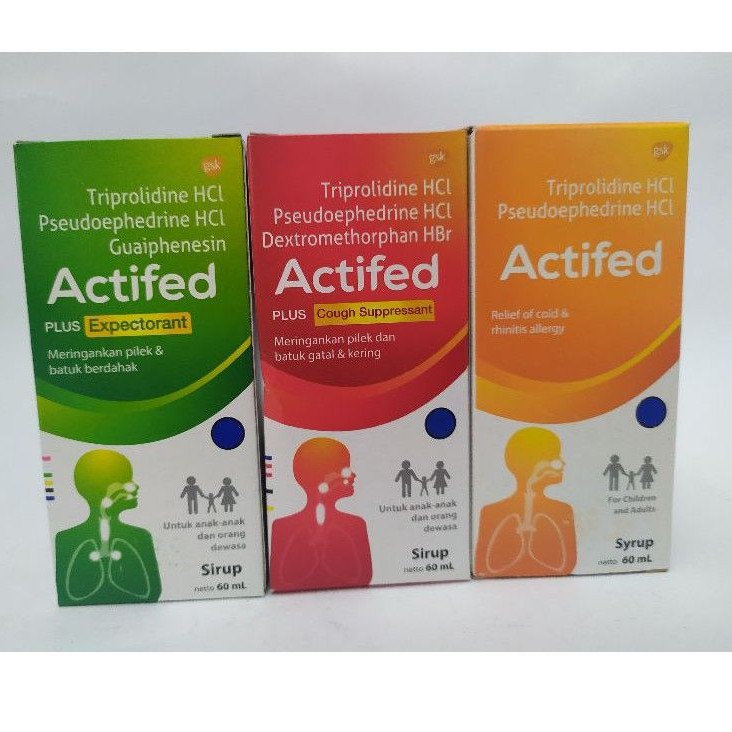 Jual Actifed syrup/ cough suppressant / plus expectorant / pilek/ merah