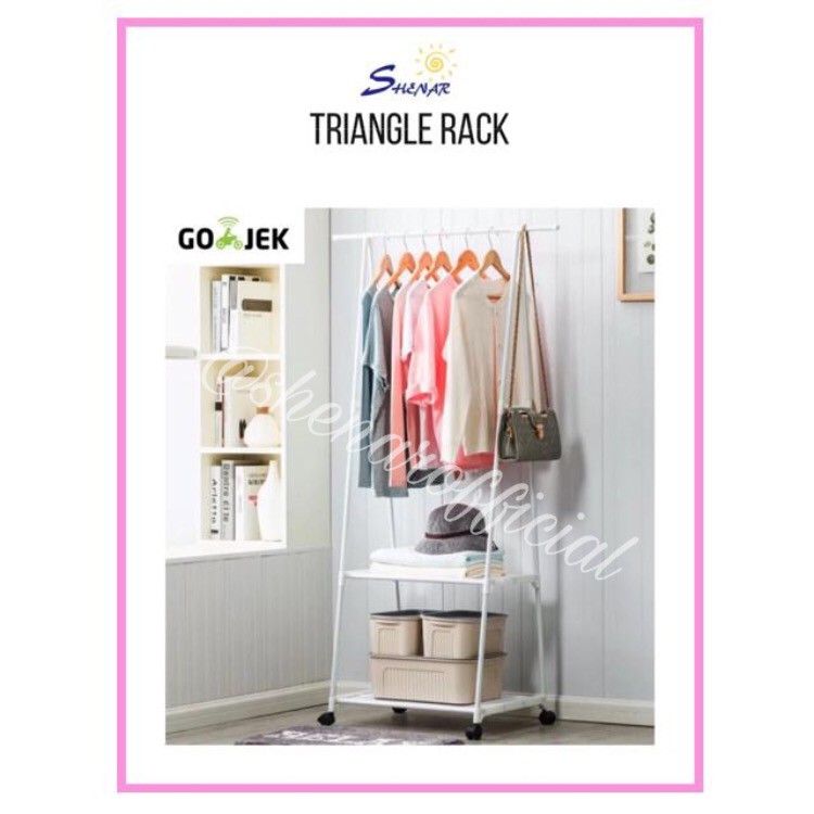 Jual Triangle Stand Hanger / Rak Buku Pakaian Serbaguna 4 Roda / Rak