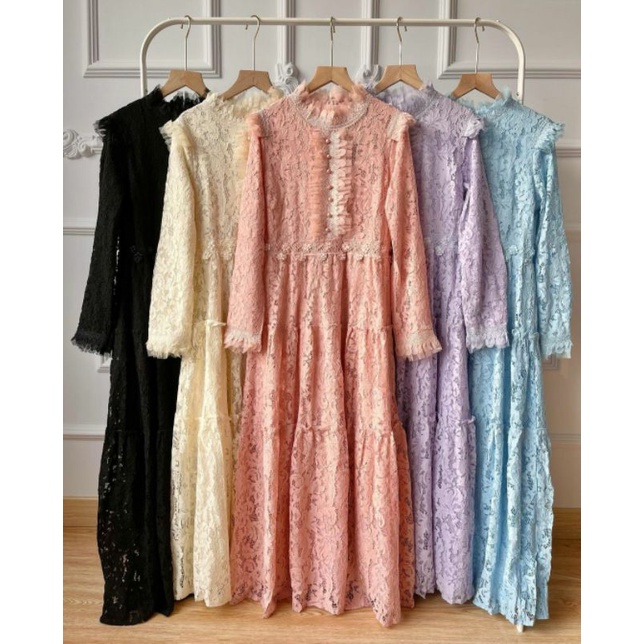 Gambar Baju Gamis Brokat Kombinasi Batik In 2020 Lace Dress Outfit Fancy Dress Short Black Dress Accessories gamis brokat import