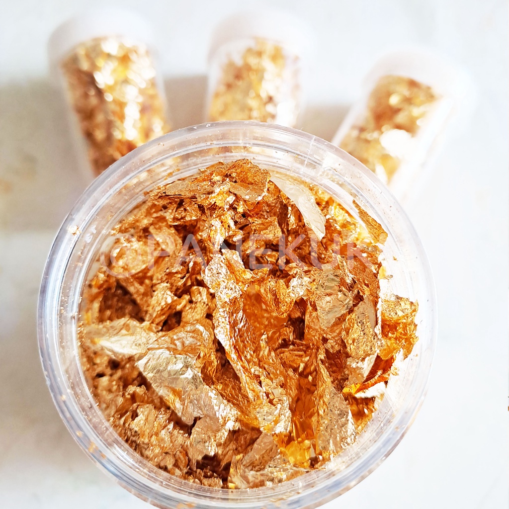 Jual EDIBLE GOLD SILVER LEAF/ edible gold sheet/ edible kue/ edible