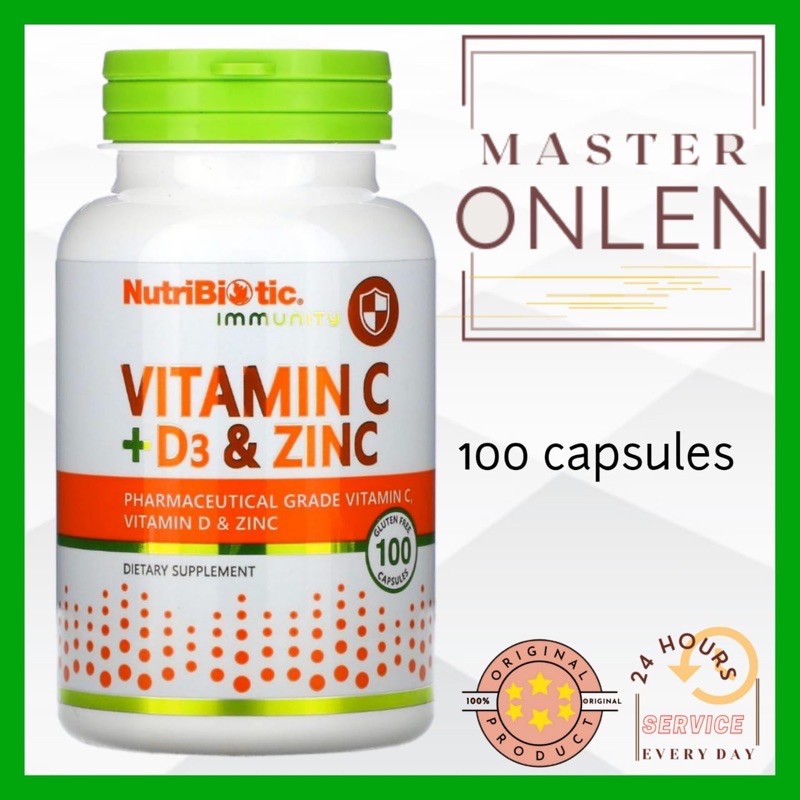 Jual Vitamin C + D3 Zinc 100 capsules Nutribiotic Immunity suplemen