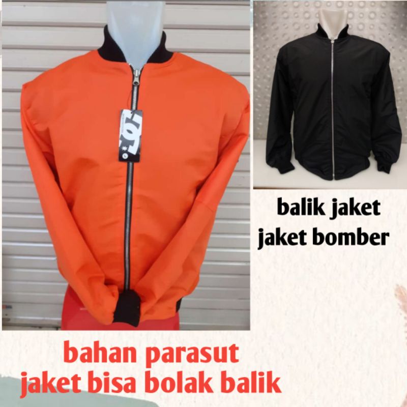 Jual jaket bomber polosan tersedia 4 warna bahan parasut BLK jaket