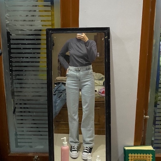 Jual HAE JEANS Celana Baggy Jeans Wanita Korean Looks Basic Baggy