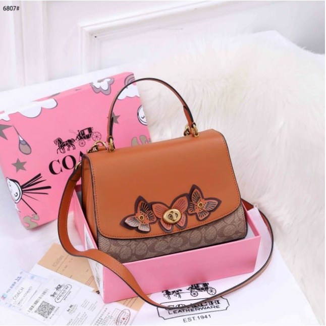 Jual Coach Tilly Top Handle in Signature Canvas With Butterfly Applique