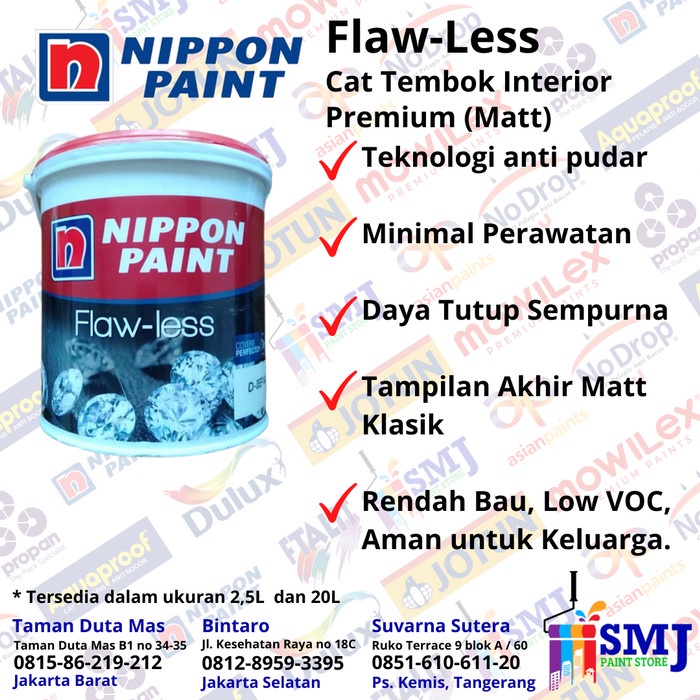 Jual CAT TEMBOK INTERIOR NIPPON PAINT FLAWLESS PUEBLO BLUE KEMASAN 2,5