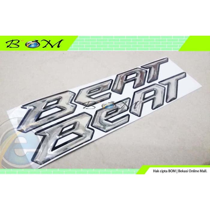 emblem logo lambang tulisan honda beat timbul silver putih krum chrome