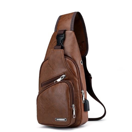 Jual Tas Selempang Pria Kulit Coklat Ronaldo Asli Import Ta003B7 Usb Murah Promo Hp Dada Sling Bag Batam | Shopee Indonesia