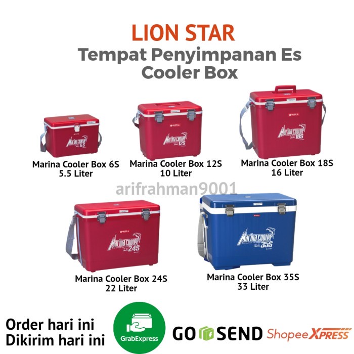 Jual Lion Star Marina Cooler Box 6s , 12s , 18s , 24s , 35s , 40 Liter , 55 Liter , 72 Liter