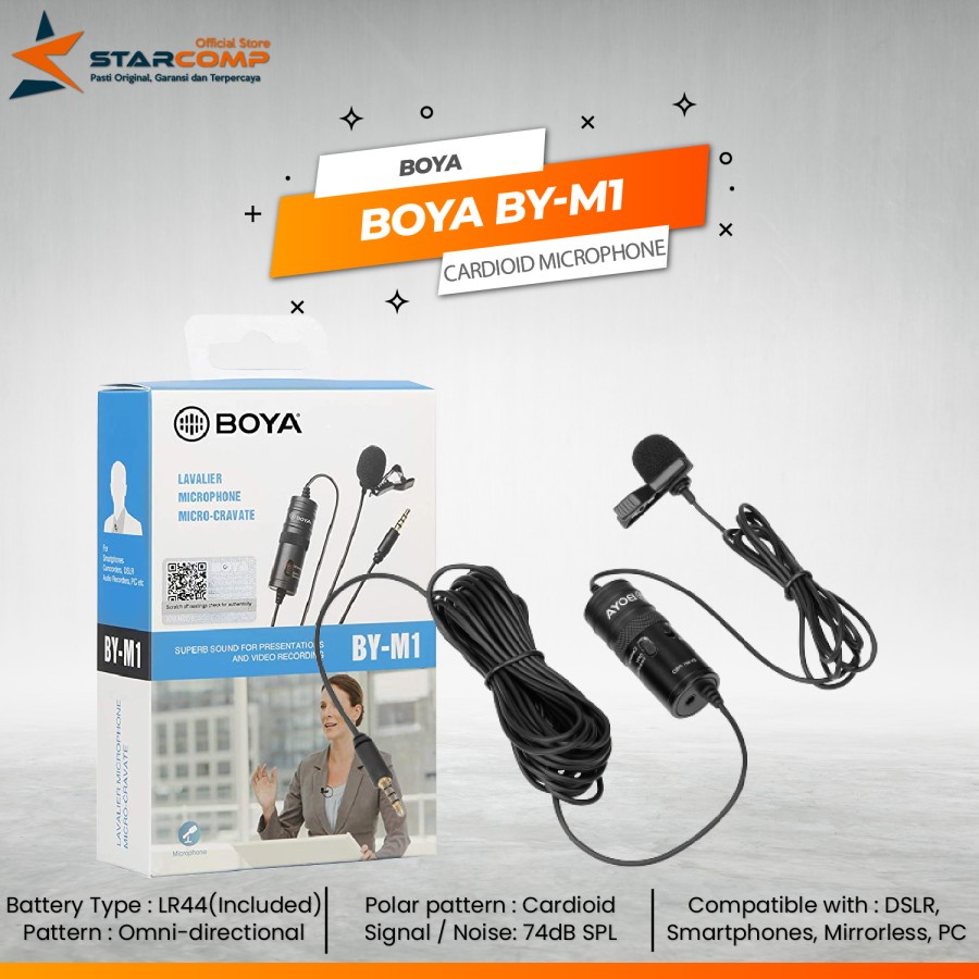 Jual Microphone Mic Clip On Boya BYM1 Lavalier Original Shopee Indonesia