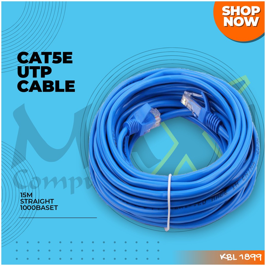 Jual CAT5 15M UTP Cable Networking StraightThrough Kabel LAN Cat 5