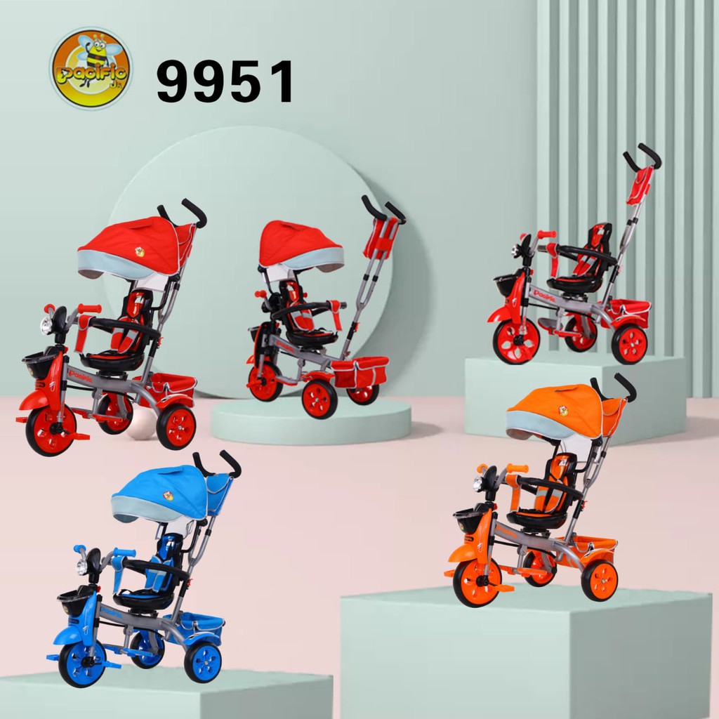 Sepeda Roda Tiga Pacific 9950/9951 Stroller Music Duduk Hadap Depan