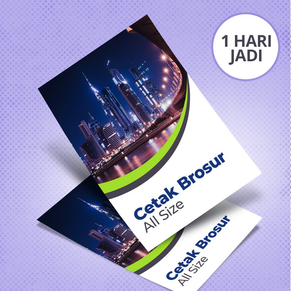 Brosur 2 Sisi per RIM Sehari Jadi, A4 / A5 / A6 / 10x21 / 10x18 cm Art / Matte Paper, HVS