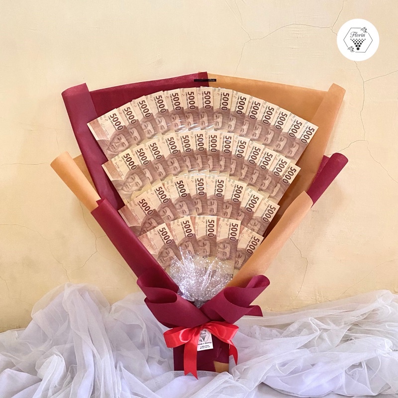 Jual buket uang asli pecahan 5000, kado pernikahan, wisuda, ulang tahun