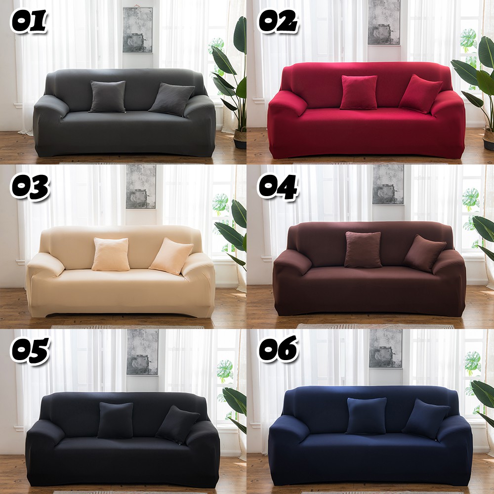 Jual Sarung sofa Cover sofa sarung kursi sofa 3 seater warna solid 1/2