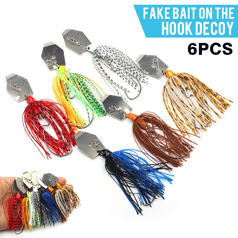 Jual 6Pcs 11G Chatterbait Sequin Blade Bait Silicone Skirt Swim Jigs Bass Lures | Shopee Indonesia
