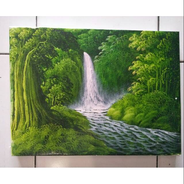 Jual (Super) Lukisan Tangan Asli Bahan Kanvas Air Terjun, Sawah Indonesia|Shopee Indonesia 640_X_640_jpg