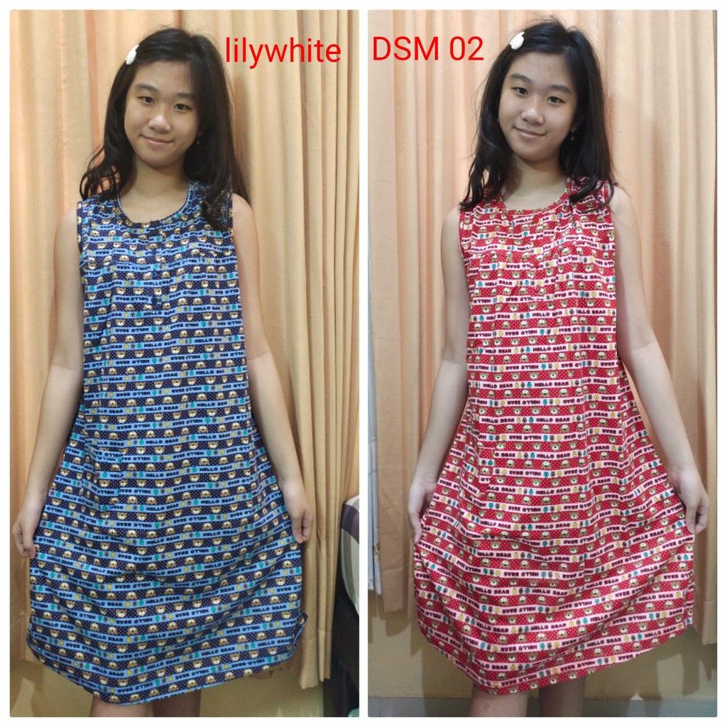 Baju Tidur Daster Remaja Lily White Daster Tanpa Lengan