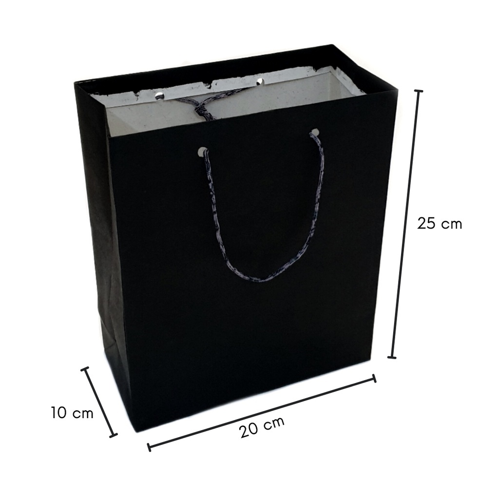 Jual paper bag HITAM ukuran 20 x 25 tas kertas polos paperbag samson