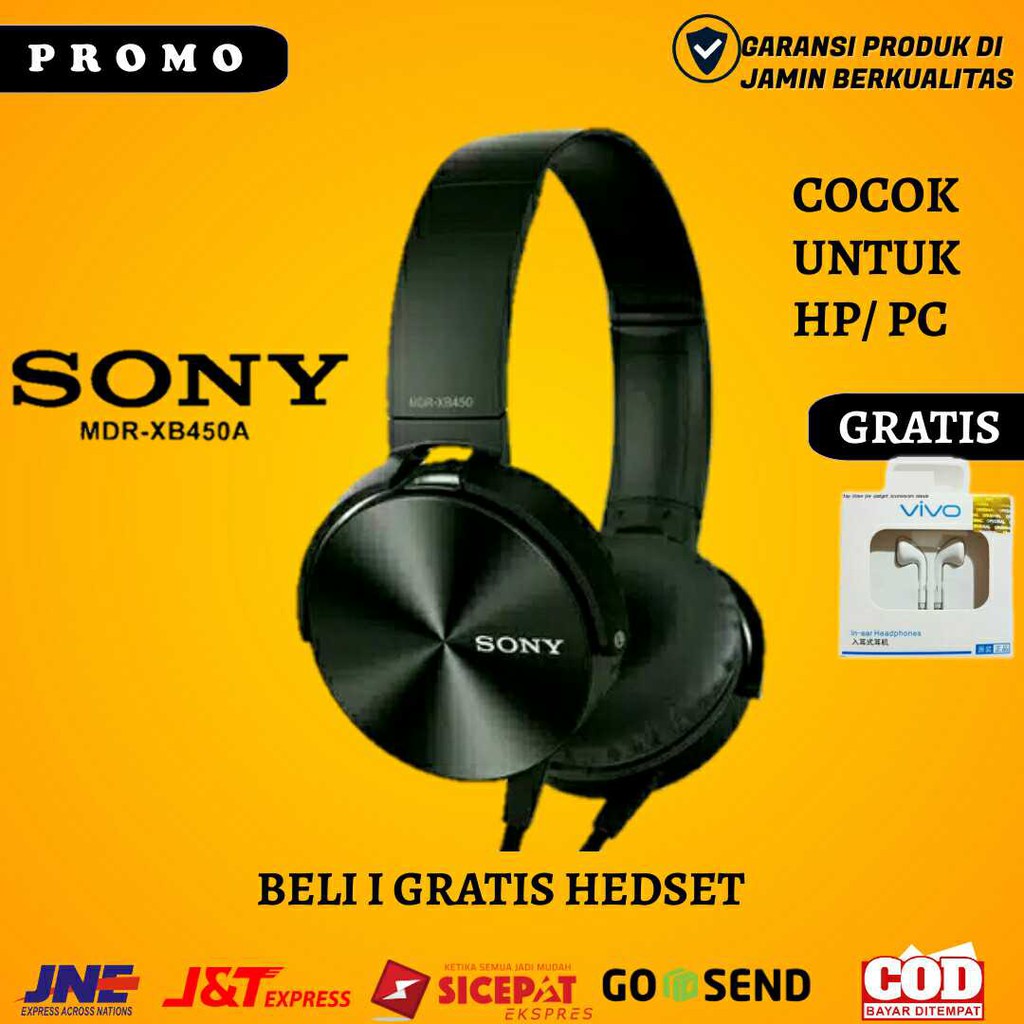 Headphone Bando EXTRA BASS SONY MDRXB450AP + Mic Headset