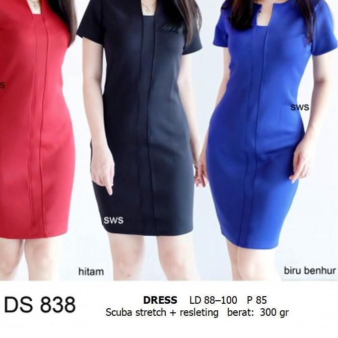 Produk Terlaris, DS838 - DRESS KANTOR DRESS PESTA BASIC SEPAN STRETCH MURAH  xea. .. | Shopee Indonesia