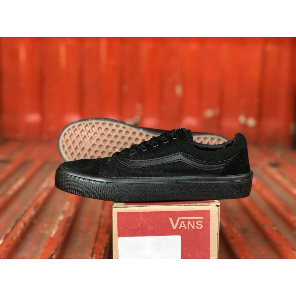 Sepatu Vans Old Skool Full Black Original Premium Waffle DT Shopee