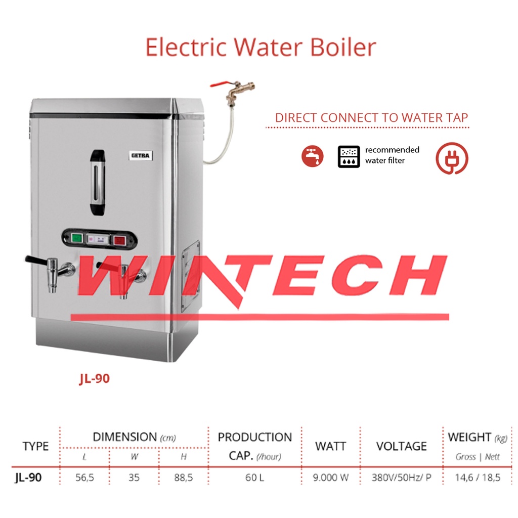 Jual GETRA JL90 Electric Water Boiler/ Direct connect to water tap