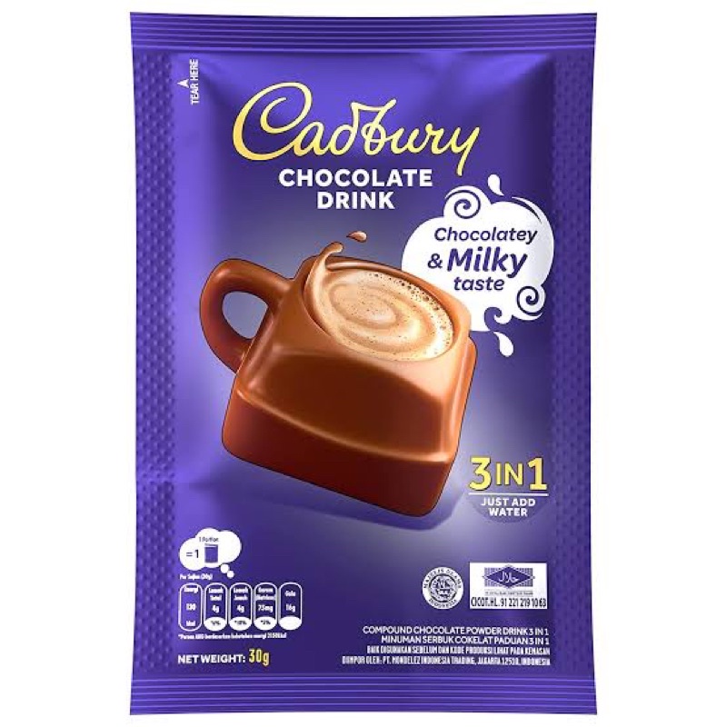 Jual Cadbury Hot Chocolate Drink 3in1 Minuman Cokelat Susu Ecer Sachet