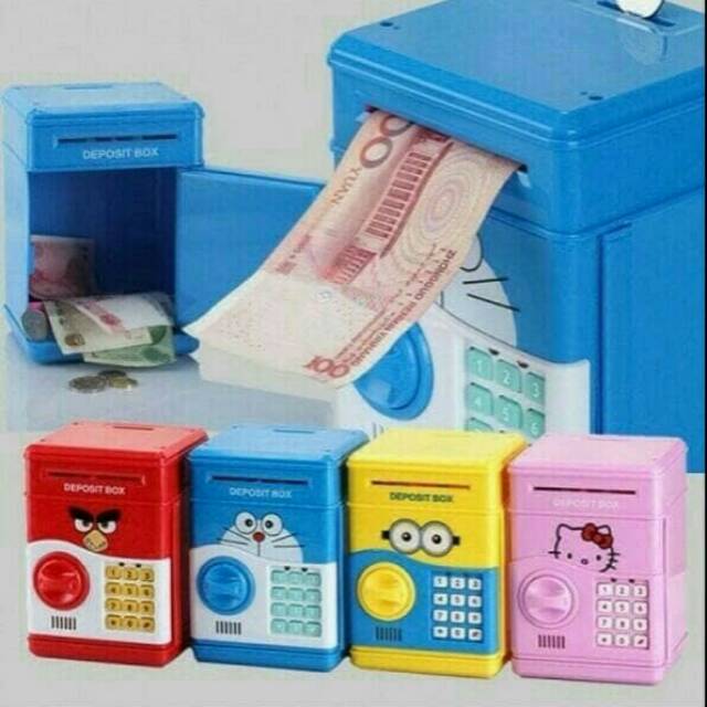 Jual Murah!!!...Celengan Brankas, Deposit Box Karakter, Mainan Anak Atm | Shopee Indonesia