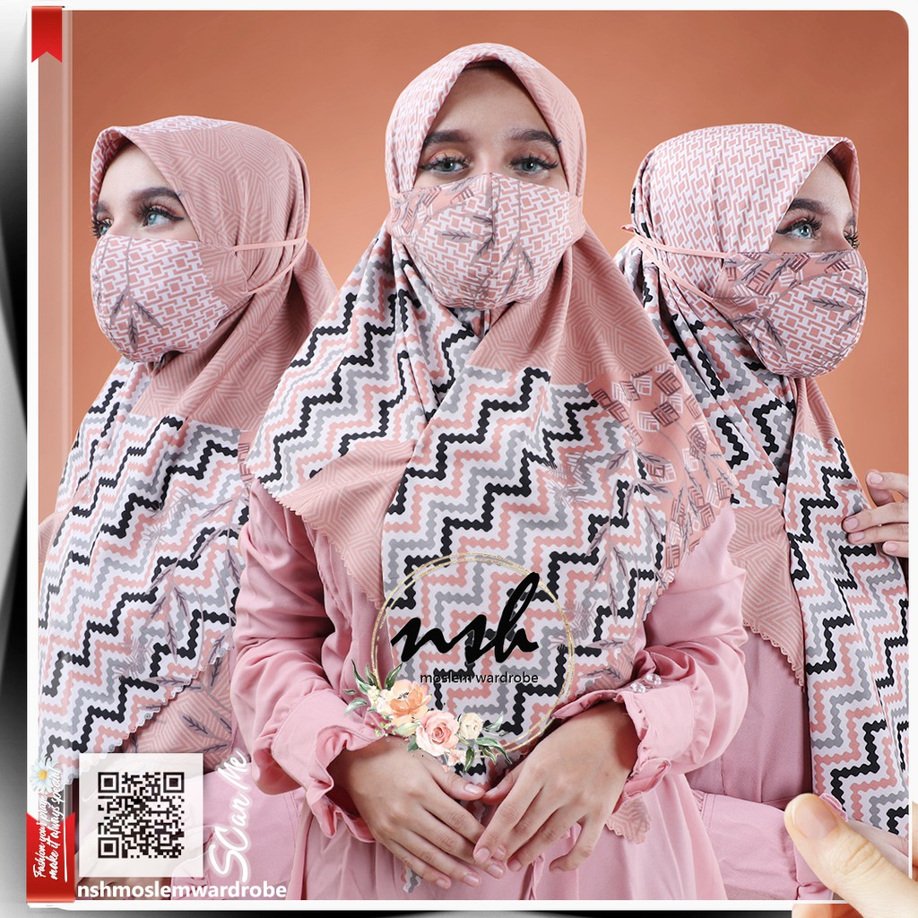 [𝓷𝓼𝓱] Jilbab Kerudung Segi Empat Motif Voal Miracle Print Dengan Free