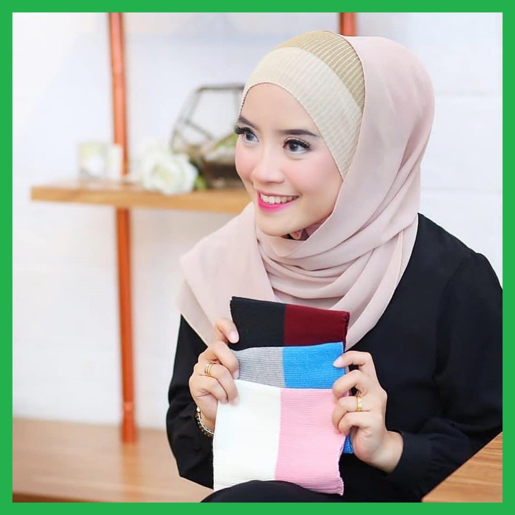 Bandana Rajut Dua Warna / Inner Rajut Polos Two Tone/ Daleman Hijab