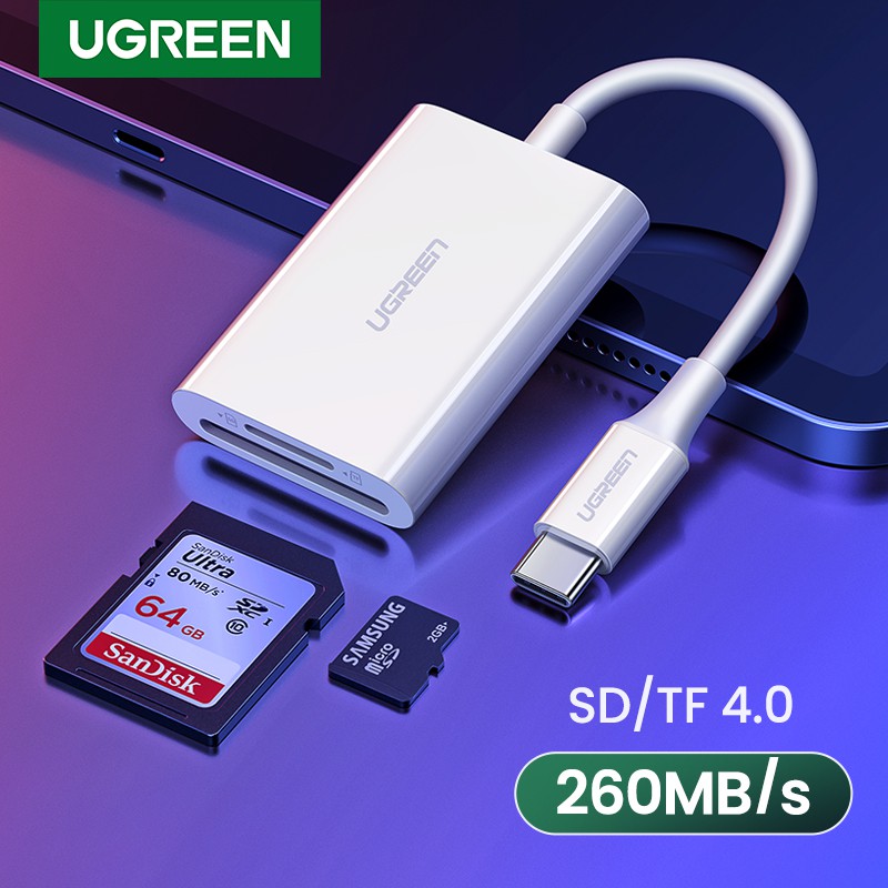 UGREEN USB C Card Reader. USB Type C SD 4.0 UHSII Dual Slot OTG Card Adapter for iPad Pro 2018
