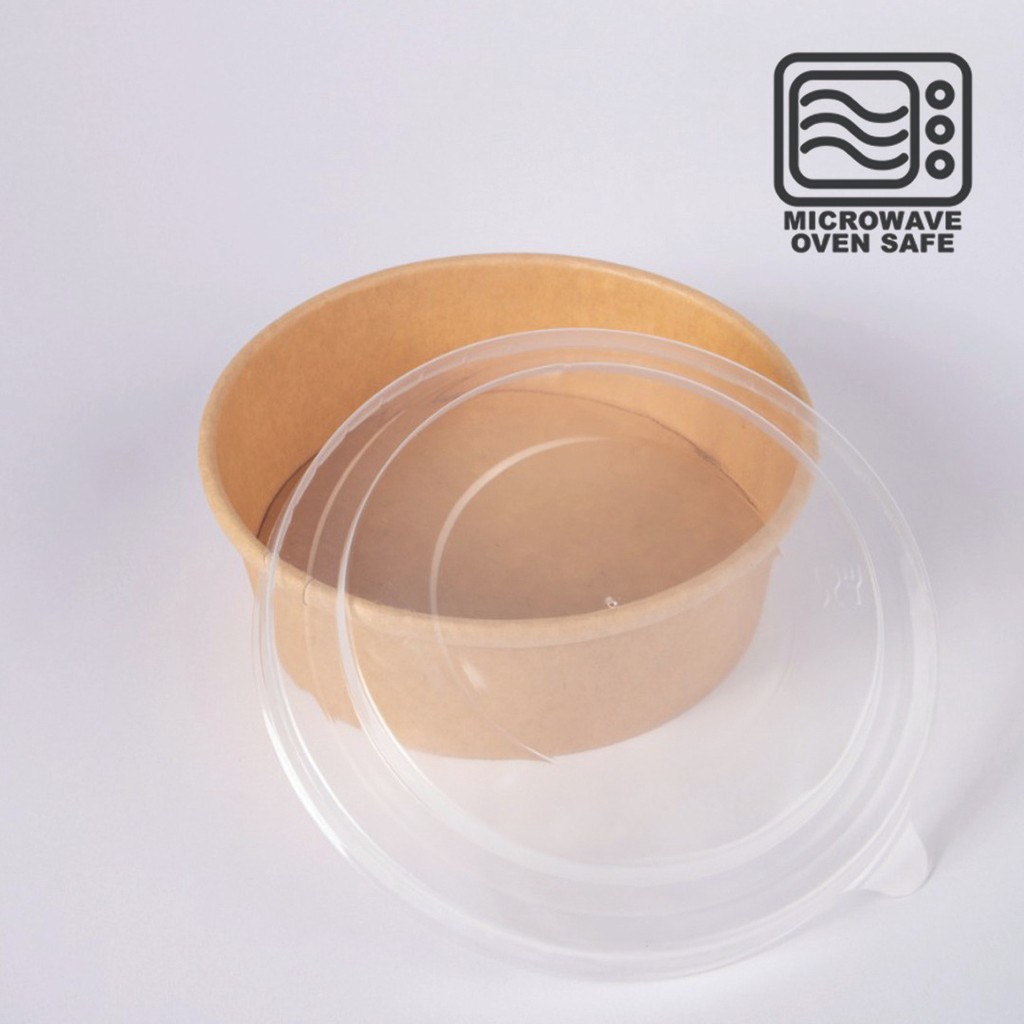 Jual Salad Bowl 500 ml + PP Lid (Bisa Masuk Microwave) Kemasan Kraft